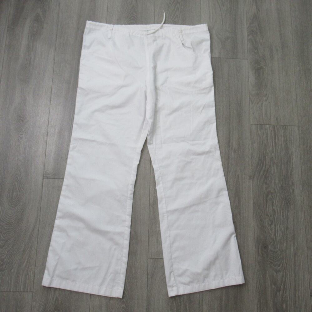 SCRUBS Pants Mens Small White Pullon Drawstring Pockets Lightweight Cotton Blend
